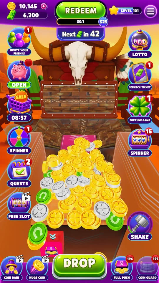 Actual Lucky Pusher desert board gameplay